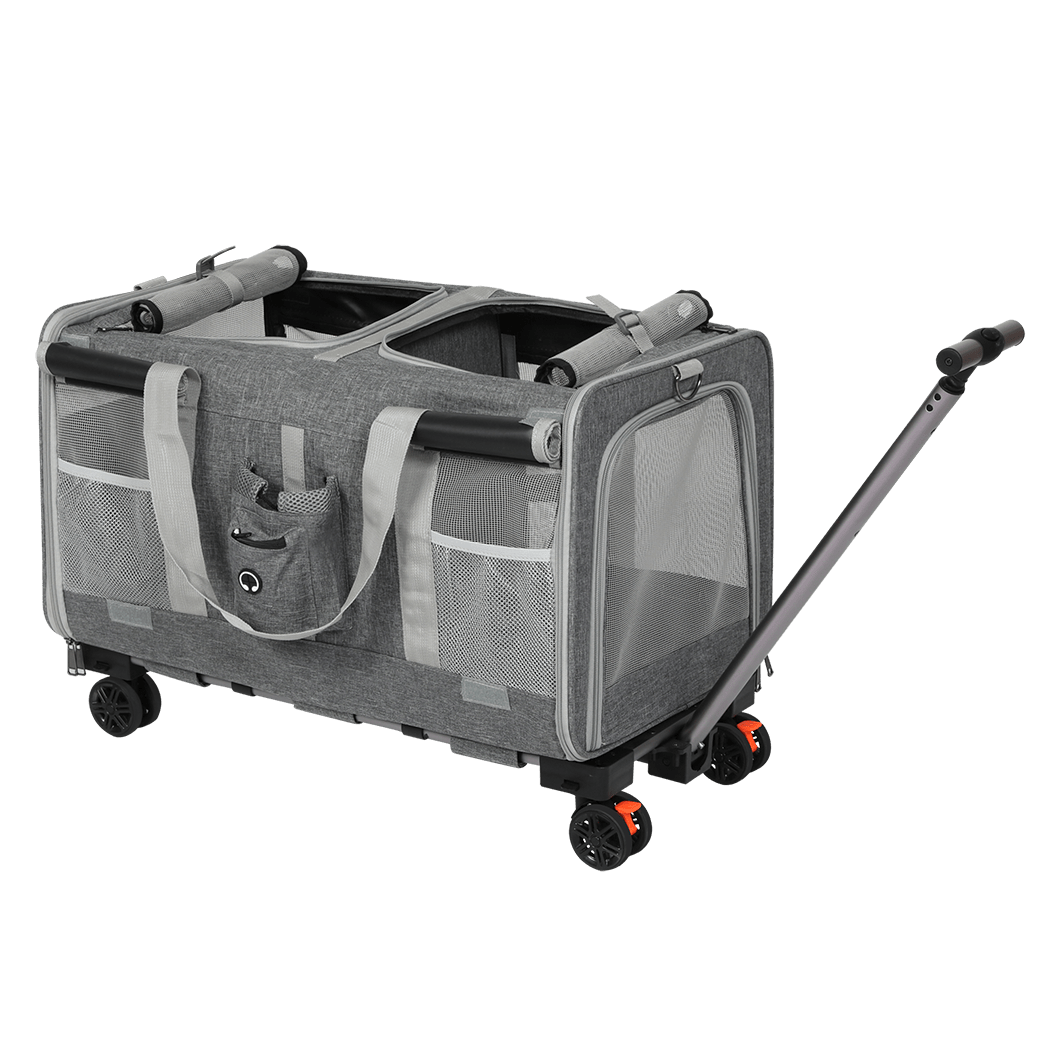 Pet Carrier 4 - Wheel Portable Rolling Foldable with Telescopic Handle - Grey - Rivercity House & Home Co. (ABN 18 642 972 209) - Affordable Modern Furniture Australia