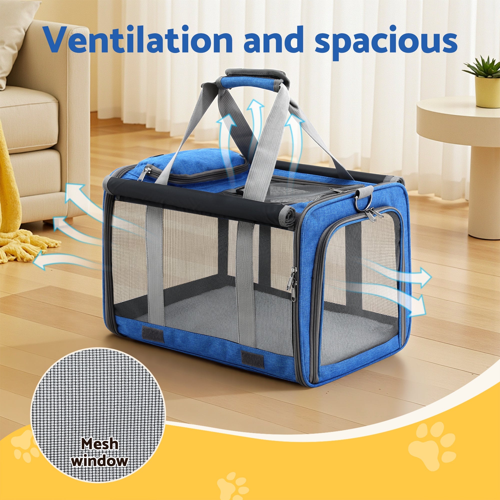 Pet Carrier Bag Foldable Dog Cat Durable Crate Travel Cage Portable Car Kennel Blue - Pet Care > Dog Supplies > Dog Carriers & Crates - Rivercity House & Home Co. (ABN 18 642 972 209) - Affordable Modern Furniture Australia