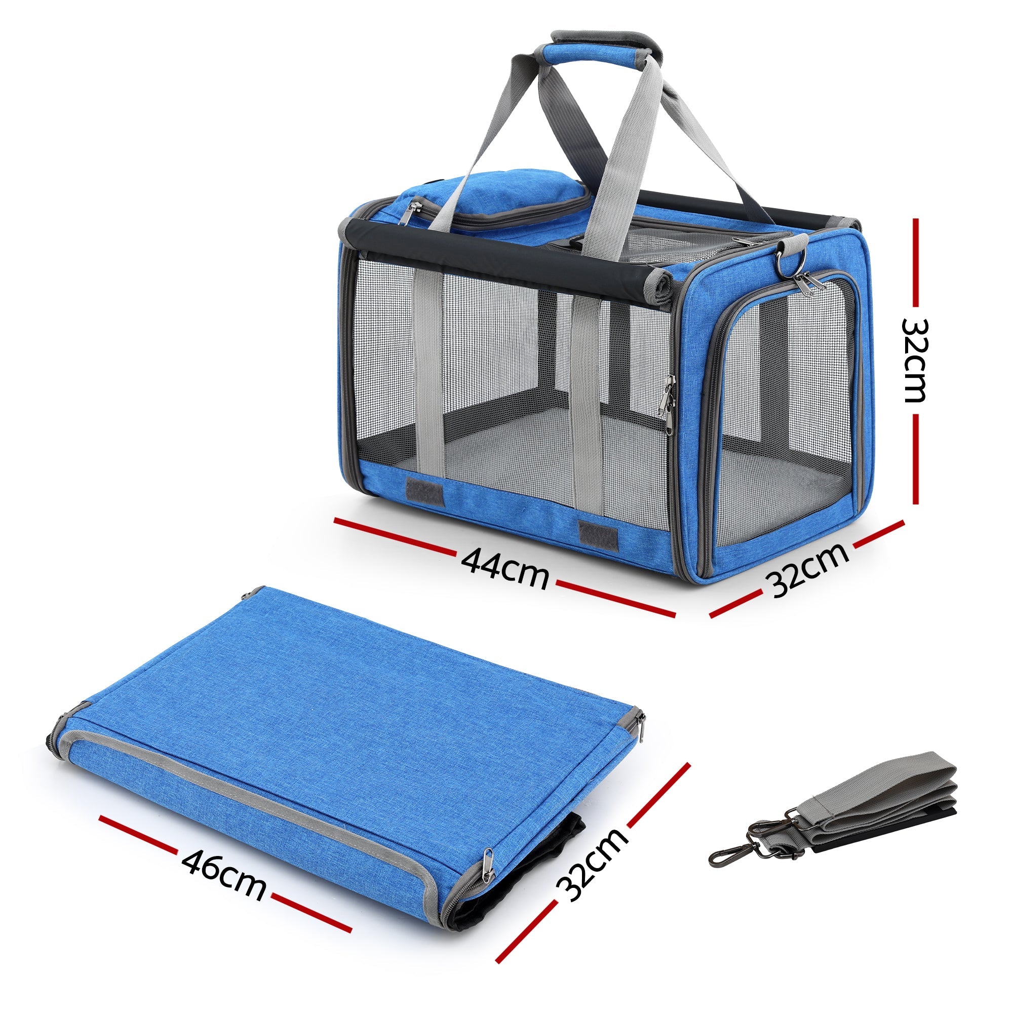 Pet Carrier Bag Foldable Dog Cat Durable Crate Travel Cage Portable Car Kennel Blue - Pet Care > Dog Supplies > Dog Carriers & Crates - Rivercity House & Home Co. (ABN 18 642 972 209) - Affordable Modern Furniture Australia