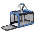 Foldable Durable Pet Carrier Bag for Dog and Cat Travel Crate Portable Kennel - Blue