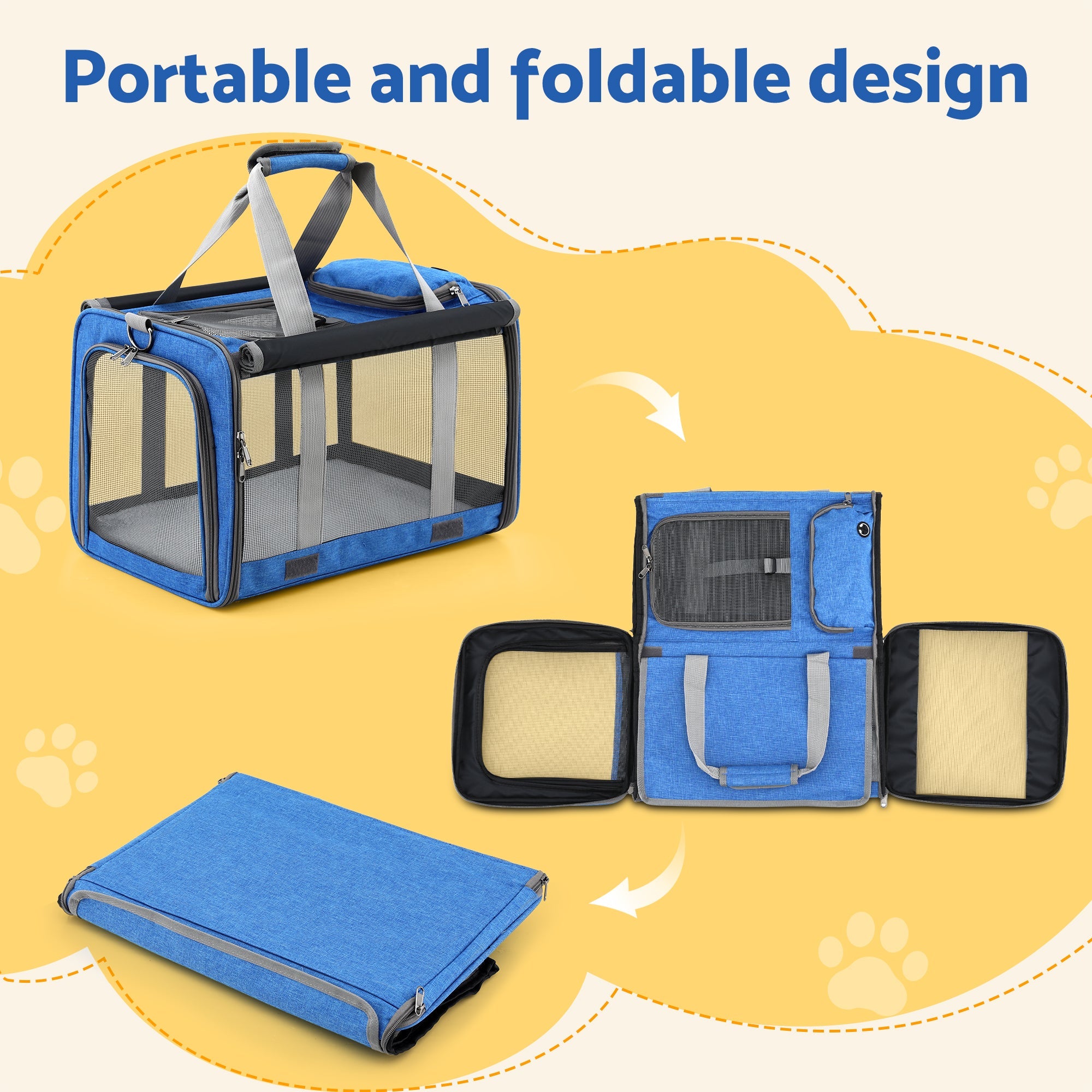 Pet Carrier Bag Foldable Dog Cat Durable Crate Travel Cage Portable Car Kennel Blue - Pet Care > Dog Supplies > Dog Carriers & Crates - Rivercity House & Home Co. (ABN 18 642 972 209) - Affordable Modern Furniture Australia