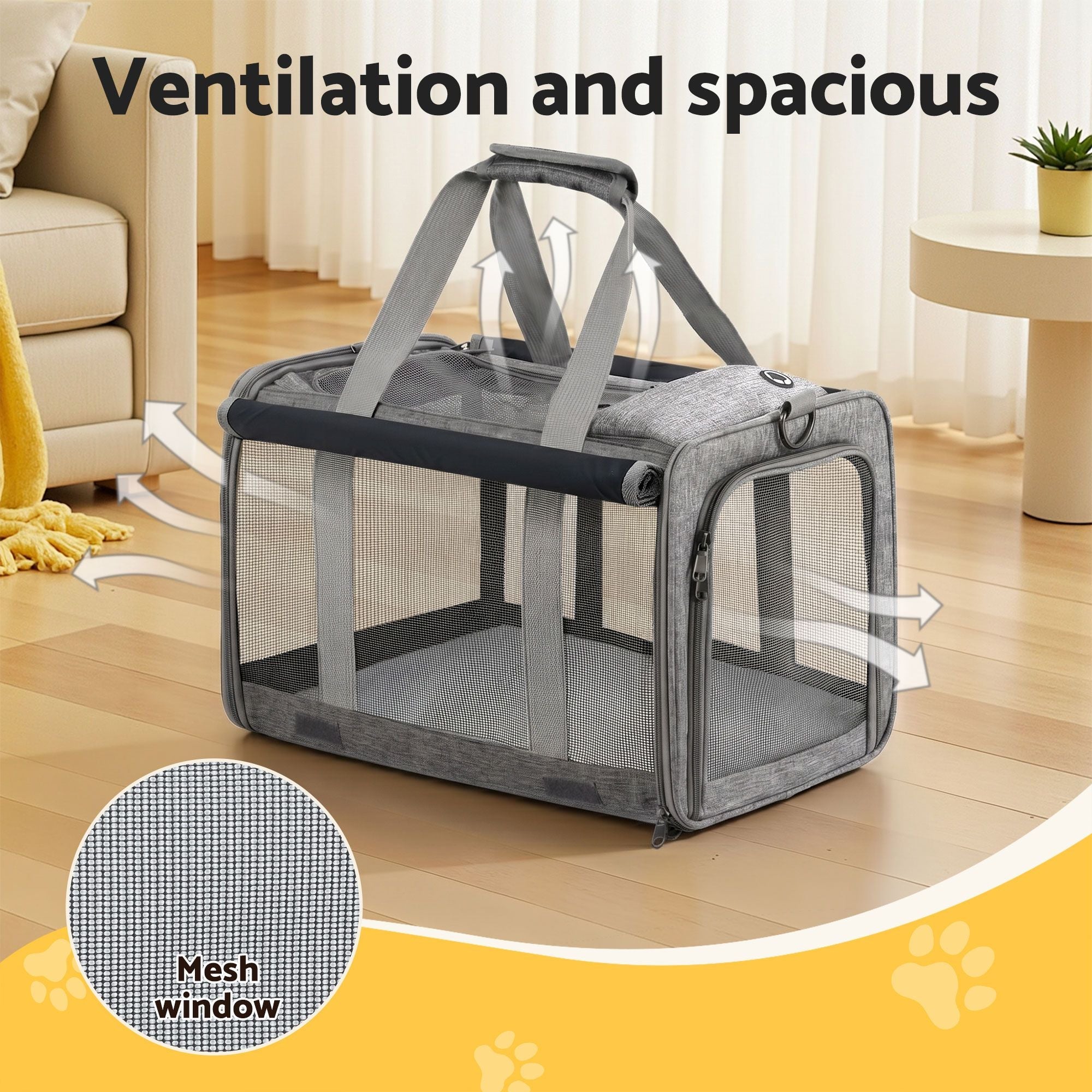 Pet Carrier Bag Foldable Dog Cat Durable Crate Travel Cage Portable Car Kennel Grey - Pet Care > Dog Supplies > Dog Carriers & Crates - Rivercity House & Home Co. (ABN 18 642 972 209) - Affordable Modern Furniture Australia