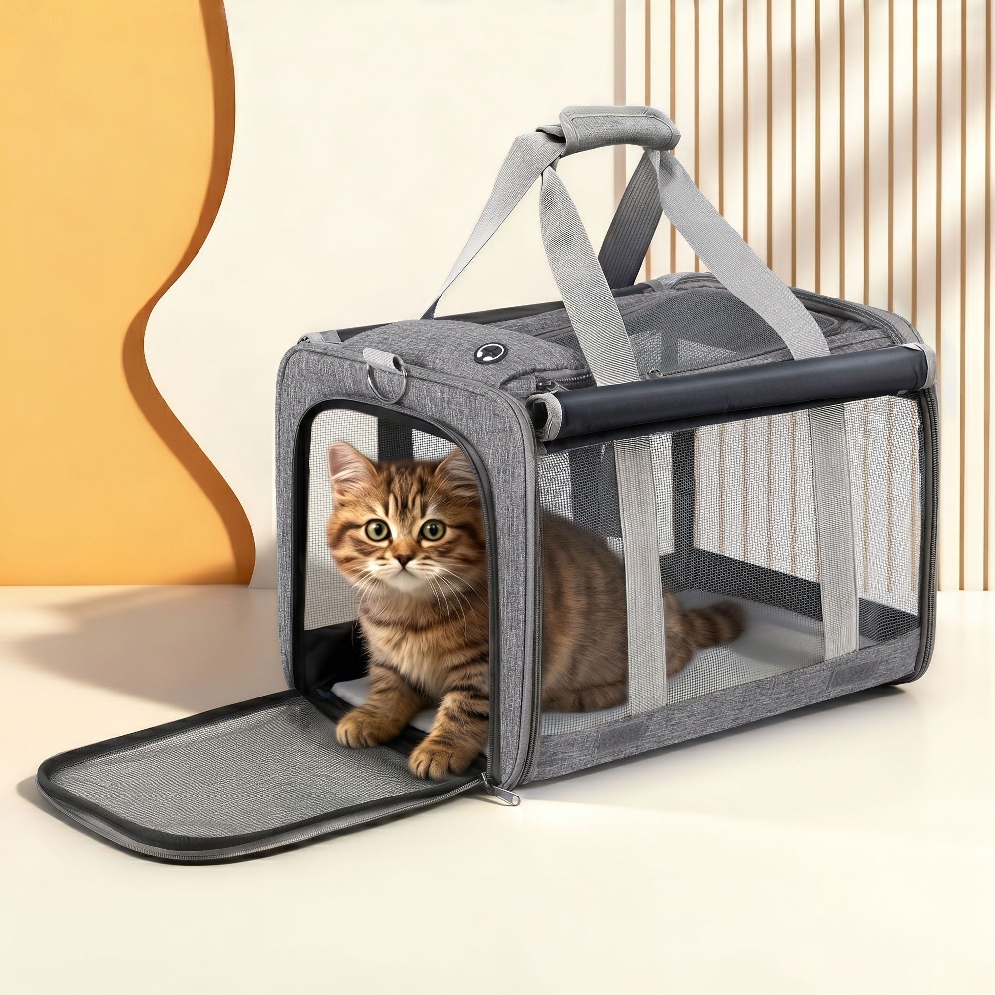 Pet Carrier Bag Foldable Dog Cat Durable Crate Travel Cage Portable Car Kennel Grey - Pet Care > Dog Supplies > Dog Carriers & Crates - Rivercity House & Home Co. (ABN 18 642 972 209) - Affordable Modern Furniture Australia