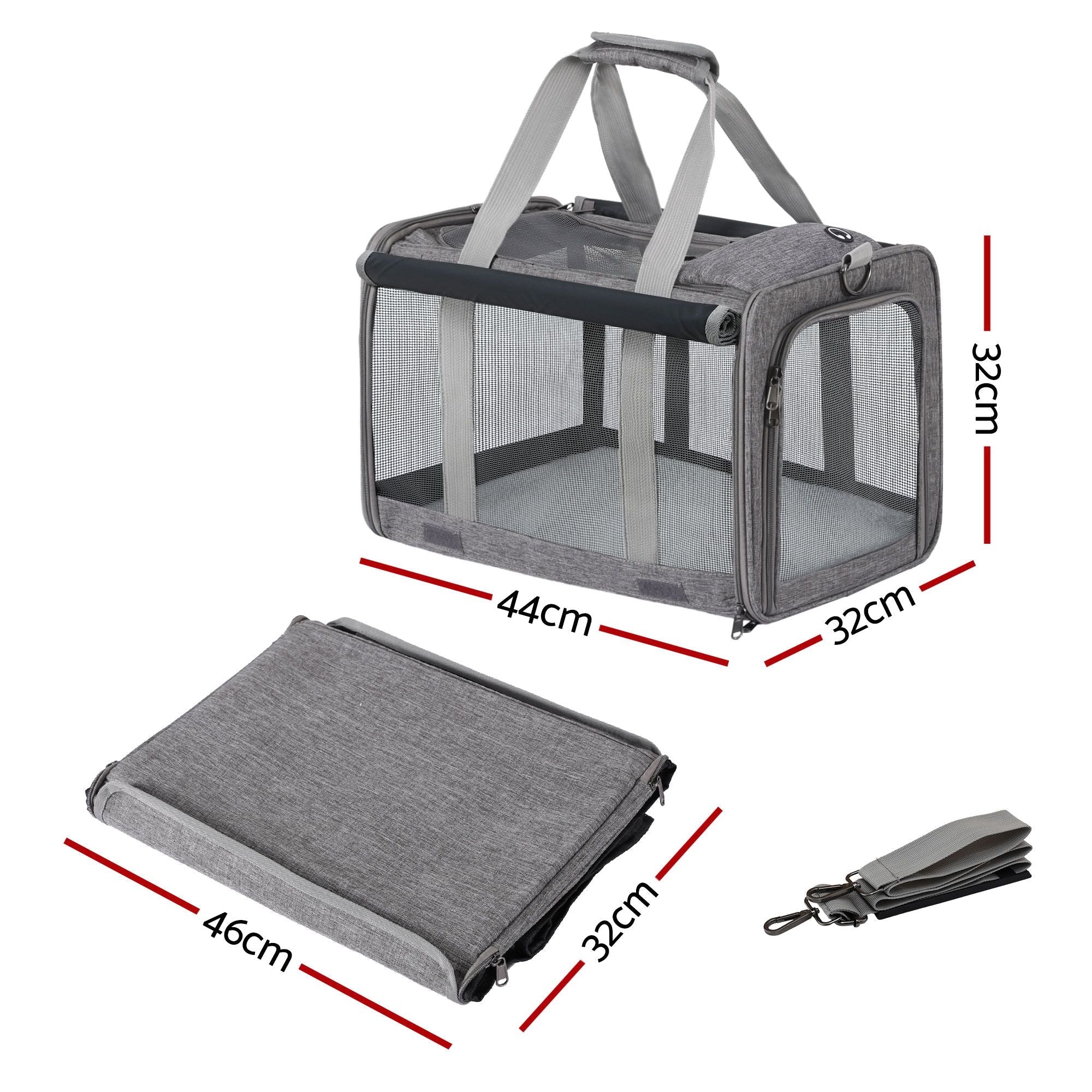 Pet Carrier Bag Foldable Dog Cat Durable Crate Travel Cage Portable Car Kennel Grey - Pet Care > Dog Supplies > Dog Carriers & Crates - Rivercity House & Home Co. (ABN 18 642 972 209) - Affordable Modern Furniture Australia