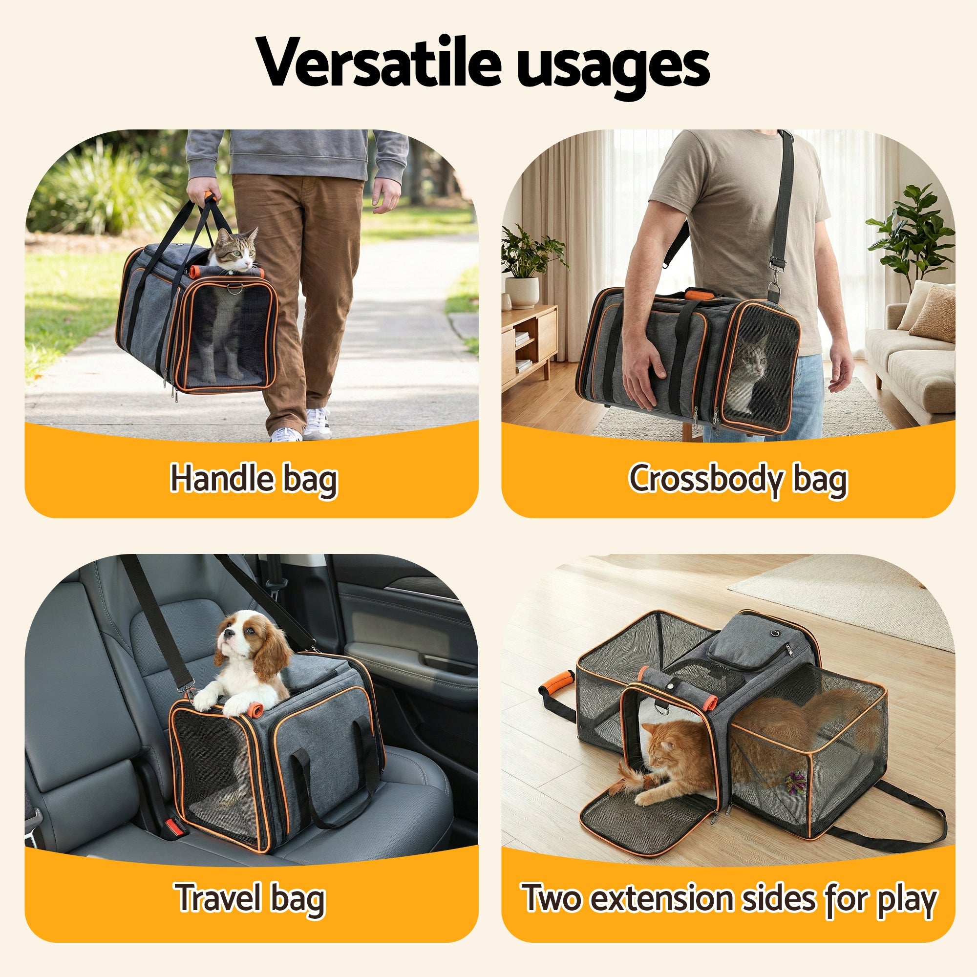 Pet Carrier Bag Foldable Expandable Dog Cat Travel Cage Portable Car Kennel - Pet Care > Dog Supplies > Dog Carriers & Crates - Rivercity House & Home Co. (ABN 18 642 972 209) - Affordable Modern Furniture Australia