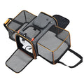 Foldable Expandable Pet Carrier Bag for Dog Cat Travel with Shoulder Strap - Grey and Orange