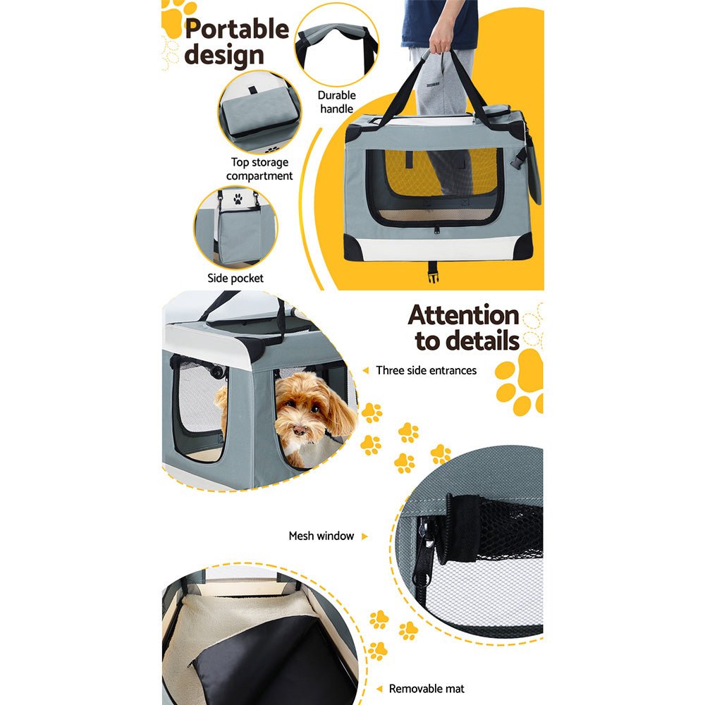 Pet Carrier Soft Crate Dog Cat Travel 70x52CM Portable Foldable Car Large - Pet Care > Cat Supplies > Cat Carriers & Crates - Rivercity House & Home Co. (ABN 18 642 972 209) - Affordable Modern Furniture Australia