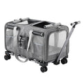 Foldable Pet Carrier Trolley with Swivel Wheels for Cat and Dog - Grey