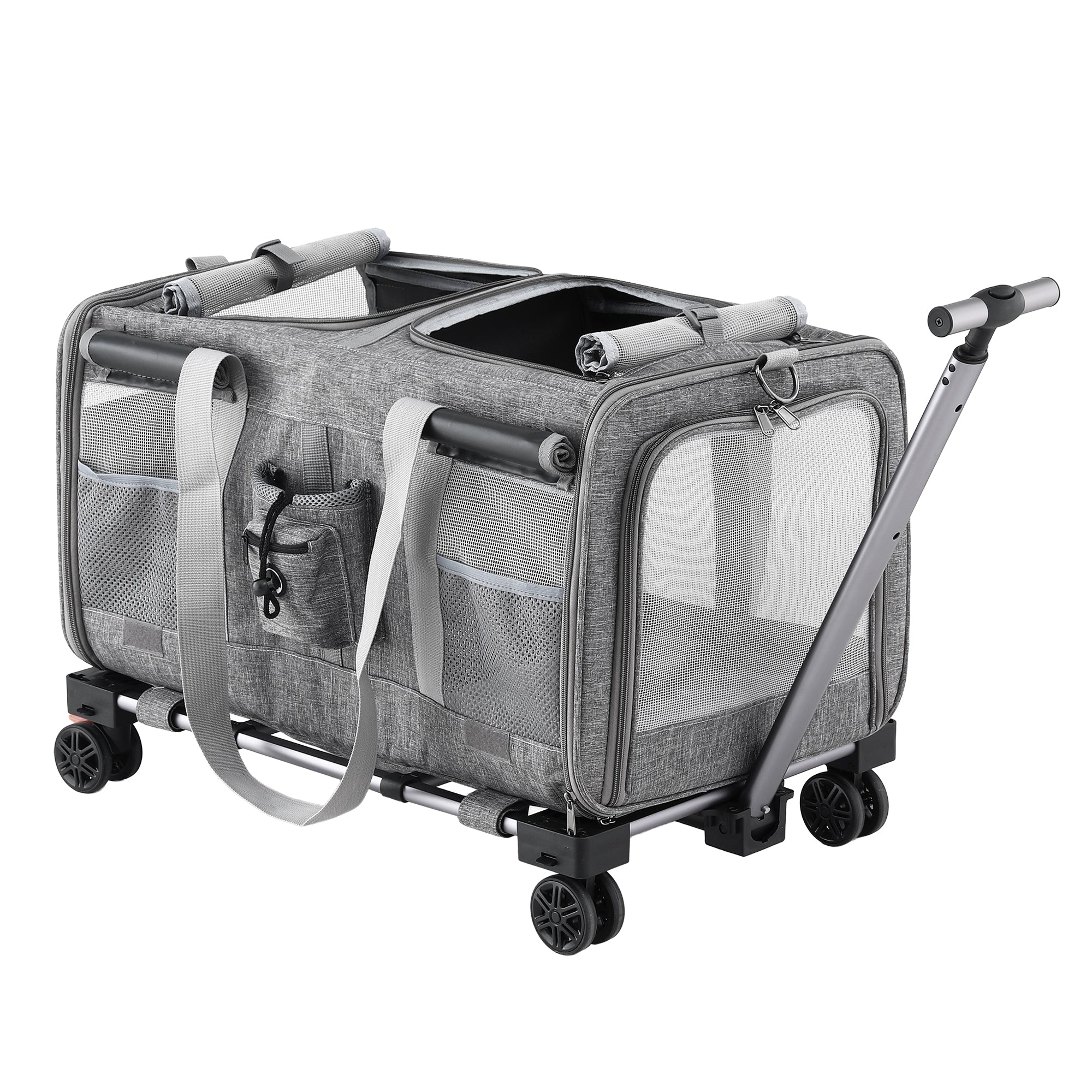 Pet Carrier Swivel Wheels Foldable Cat Dog Trolley Stroller Travel Bag Grey - Pet Care > Dog Supplies > Dog Carriers & Crates - Rivercity House & Home Co. (ABN 18 642 972 209) - Affordable Modern Furniture Australia
