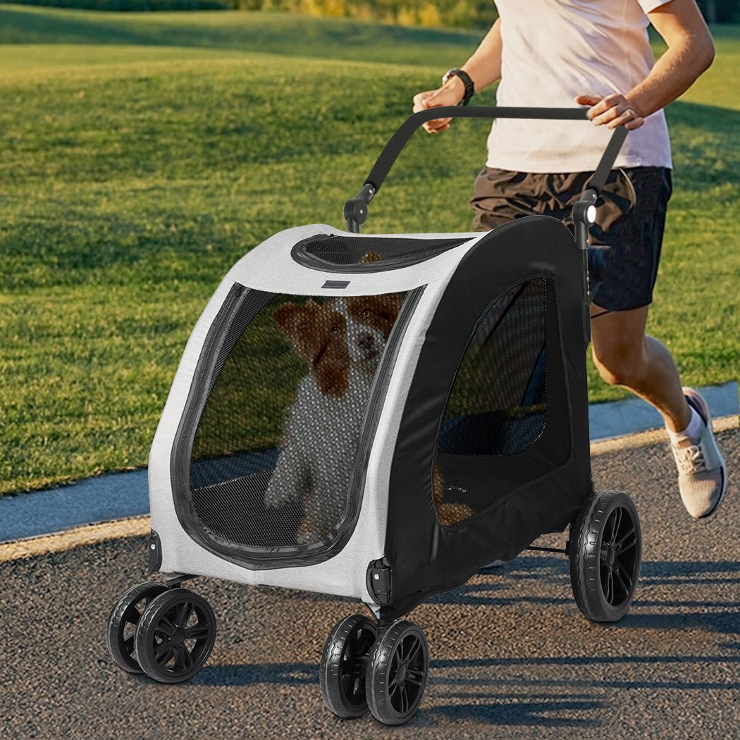 Pet Dog and Cat Stroller Pram Carrier - Black and Grey - Rivercity House & Home Co. (ABN 18 642 972 209) - Affordable Modern Furniture Australia