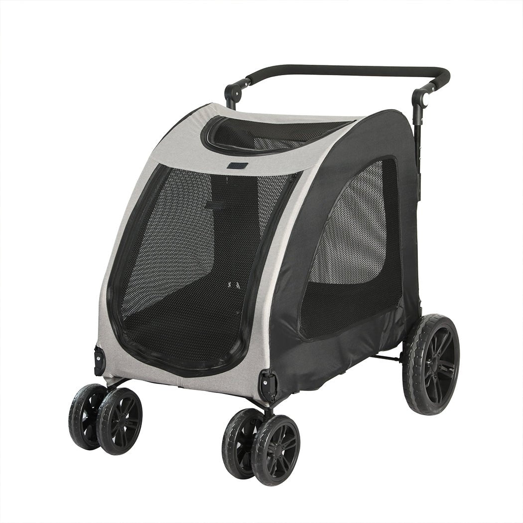Pet Dog and Cat Stroller Pram Carrier - Black and Grey - Rivercity House & Home Co. (ABN 18 642 972 209) - Affordable Modern Furniture Australia