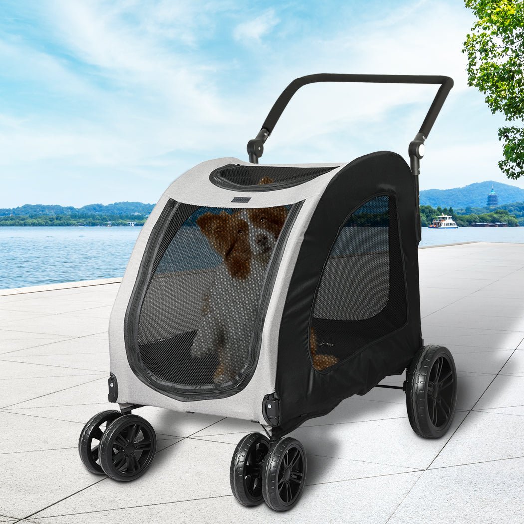 Pet Dog and Cat Stroller Pram Carrier - Black and Grey - Rivercity House & Home Co. (ABN 18 642 972 209) - Affordable Modern Furniture Australia