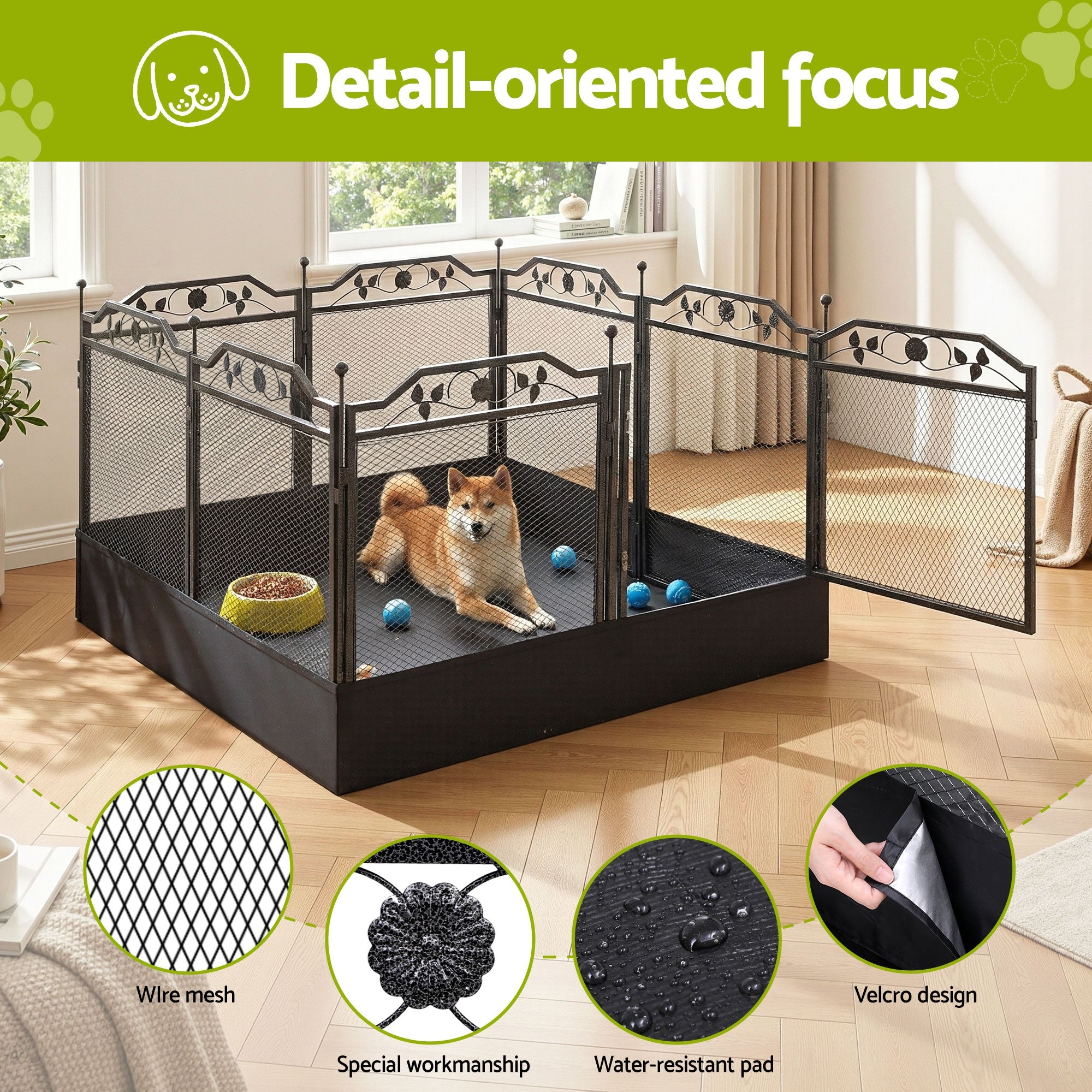 Pet Dog Playpen Heavy - Duty Enclosure Multi - Configuration Indoor Outdoor Black - Pet Care > Dog Supplies > Dog Playpens & Gates - Rivercity House & Home Co. (ABN 18 642 972 209) - Affordable Modern Furniture Australia