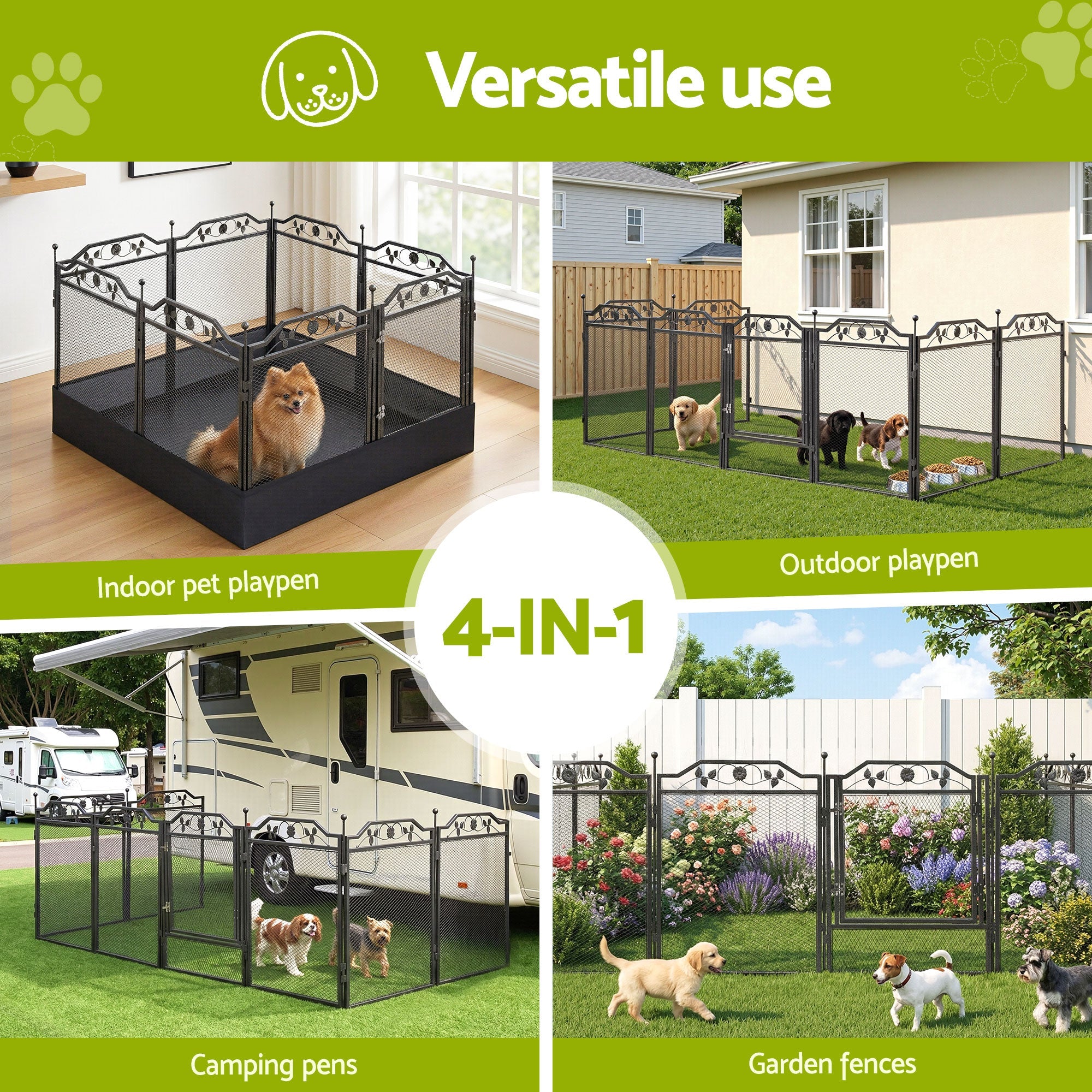 Pet Dog Playpen Heavy - Duty Enclosure Multi - Configuration Indoor Outdoor Black - Pet Care > Dog Supplies > Dog Playpens & Gates - Rivercity House & Home Co. (ABN 18 642 972 209) - Affordable Modern Furniture Australia