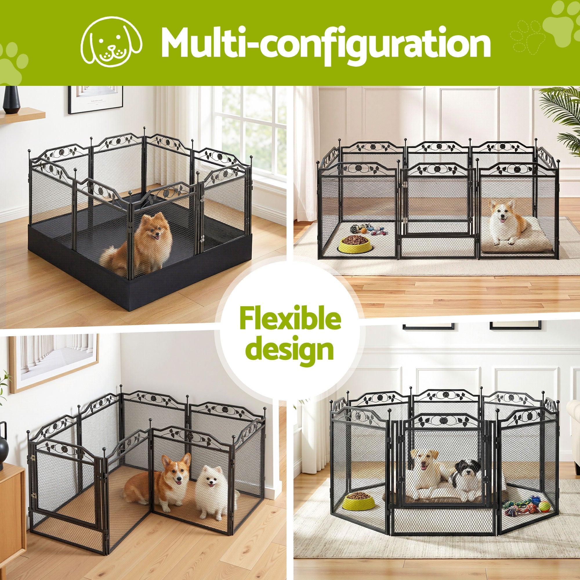 Pet Dog Playpen Heavy - Duty Enclosure Multi - Configuration Indoor Outdoor Black - Pet Care > Dog Supplies > Dog Playpens & Gates - Rivercity House & Home Co. (ABN 18 642 972 209) - Affordable Modern Furniture Australia