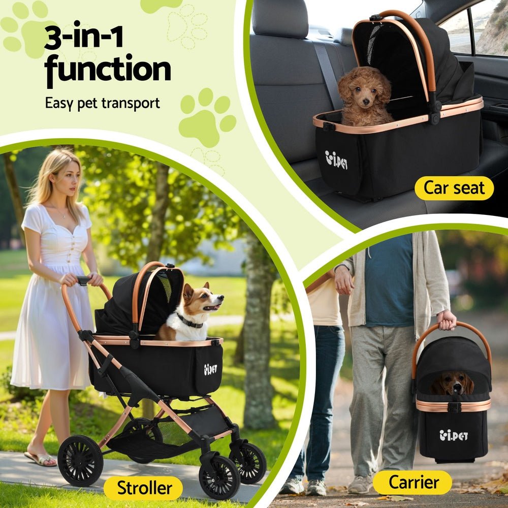 Pet Dog Stroller Pram Large Cat Carrier Travel Pushchair Foldable 4 Wheels - Pet Care > Dog Supplies > Dog Carriers & Crates - Rivercity House & Home Co. (ABN 18 642 972 209) - Affordable Modern Furniture Australia