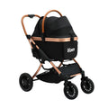 Pet Dog and Large Cat Foldable 4-Wheel Stroller Pram Carrier - Rose Gold & Black
