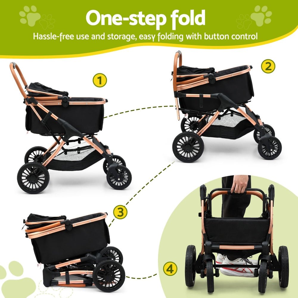 Pet Dog Stroller Pram Large Cat Carrier Travel Pushchair Foldable 4 Wheels - Pet Care > Dog Supplies > Dog Carriers & Crates - Rivercity House & Home Co. (ABN 18 642 972 209) - Affordable Modern Furniture Australia