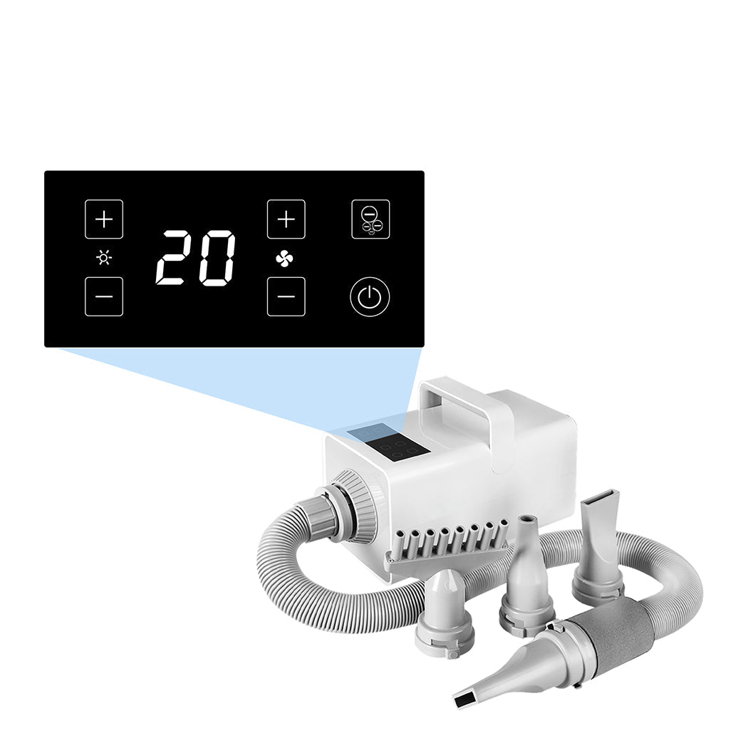 Pet Hair Dryer with LED Grooming and Anion Wind Control - White - Rivercity House & Home Co. (ABN 18 642 972 209) - Affordable Modern Furniture Australia