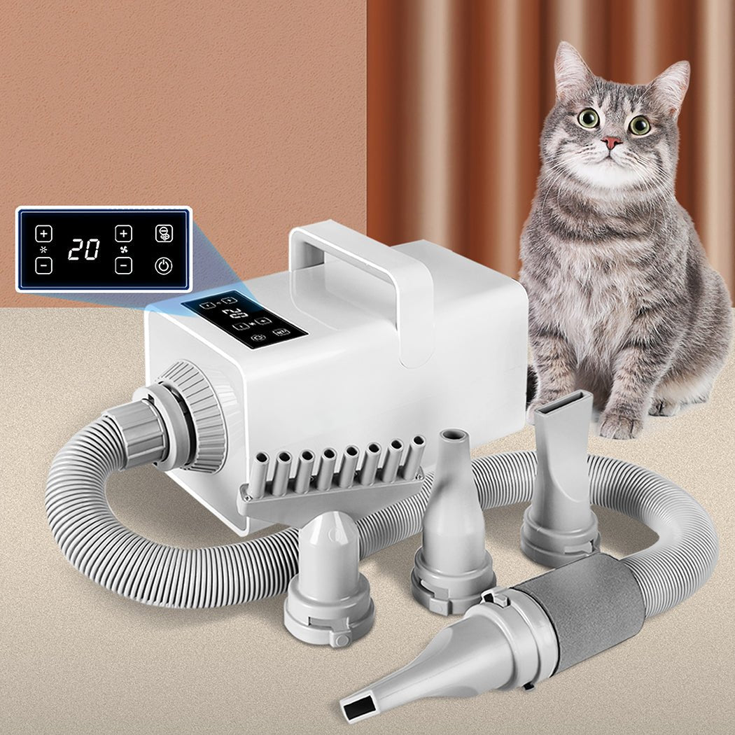 Pet Hair Dryer with LED Grooming and Anion Wind Control - White - Rivercity House & Home Co. (ABN 18 642 972 209) - Affordable Modern Furniture Australia