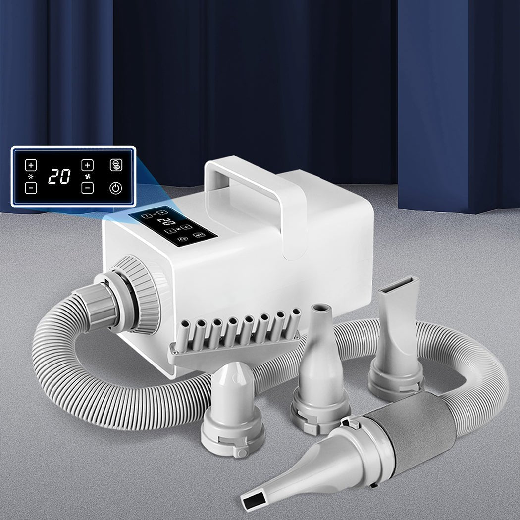 Pet Hair Dryer with LED Grooming and Anion Wind Control - White - Rivercity House & Home Co. (ABN 18 642 972 209) - Affordable Modern Furniture Australia