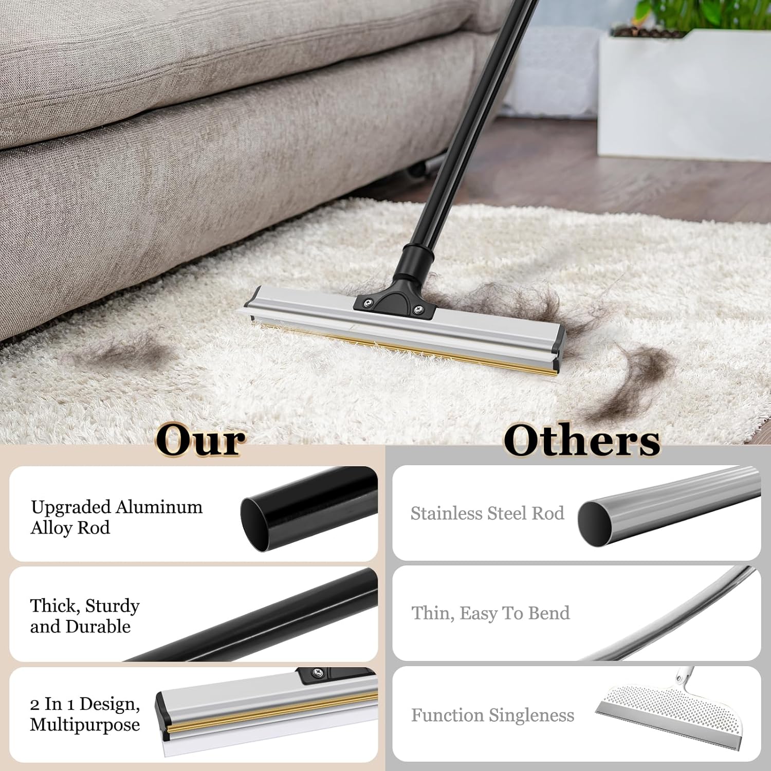 Pet Hair Remover Broom with Long Handle Reusable Fur & Lint Remover for Dog & Cat Hair - Multi - Surface - Pet Care > Cat Supplies > Cat Scratchers - Rivercity House & Home Co. (ABN 18 642 972 209) - Affordable Modern Furniture Australia