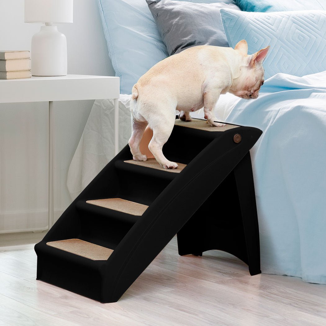 Pet Ramp Foldable Dog Steps with Anti - Slip Mat and Safety Buckle - Black - Rivercity House & Home Co. (ABN 18 642 972 209) - Affordable Modern Furniture Australia