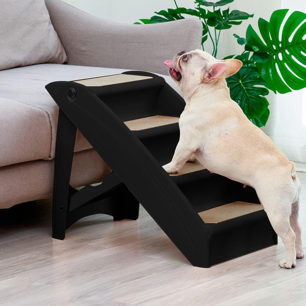 Pet Ramp Foldable Dog Steps with Anti - Slip Mat and Safety Buckle - Black - Rivercity House & Home Co. (ABN 18 642 972 209) - Affordable Modern Furniture Australia