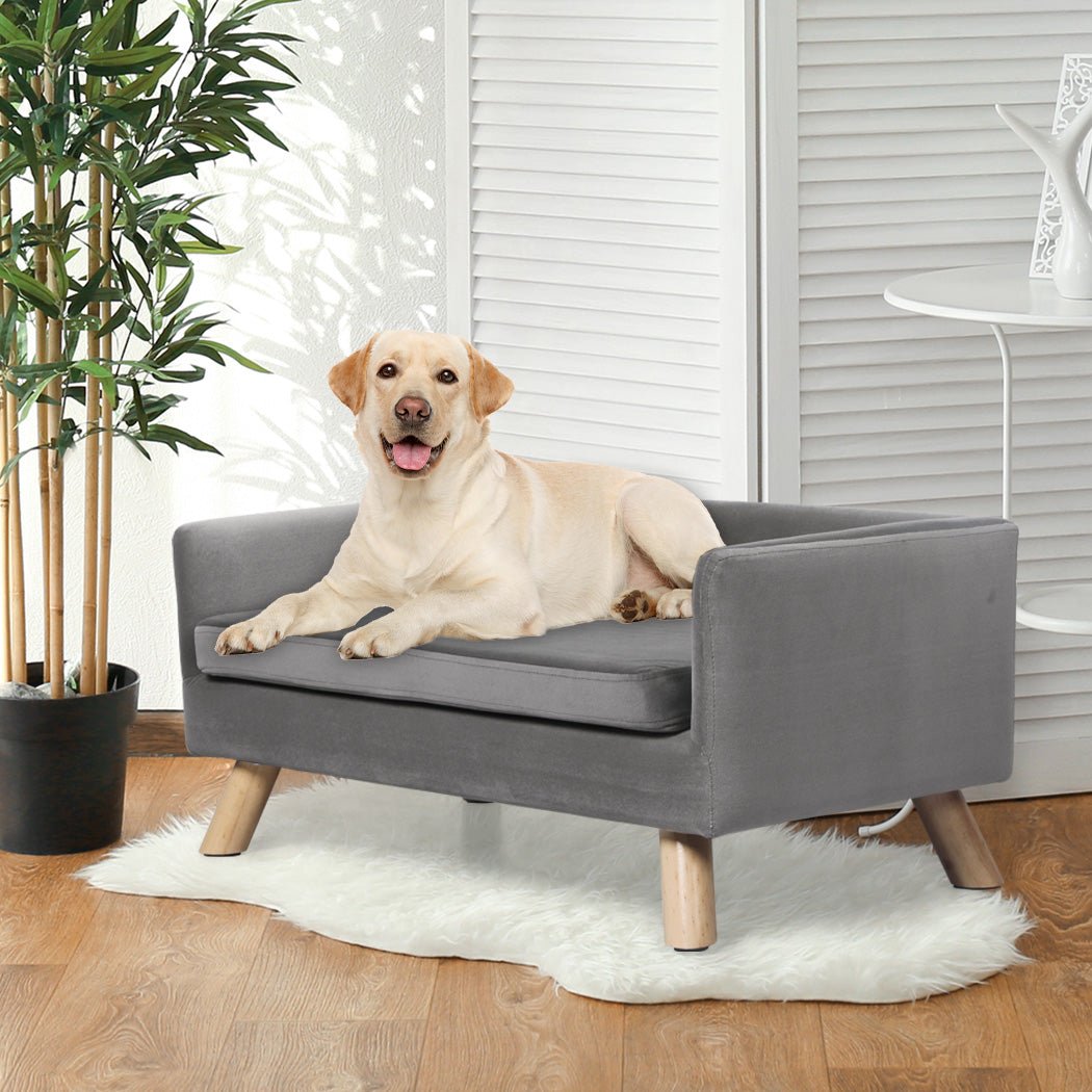 Pet Sofa Bed with Plush Cushion for Small to Medium Dogs - Grey - Rivercity House & Home Co. (ABN 18 642 972 209) - Affordable Modern Furniture Australia