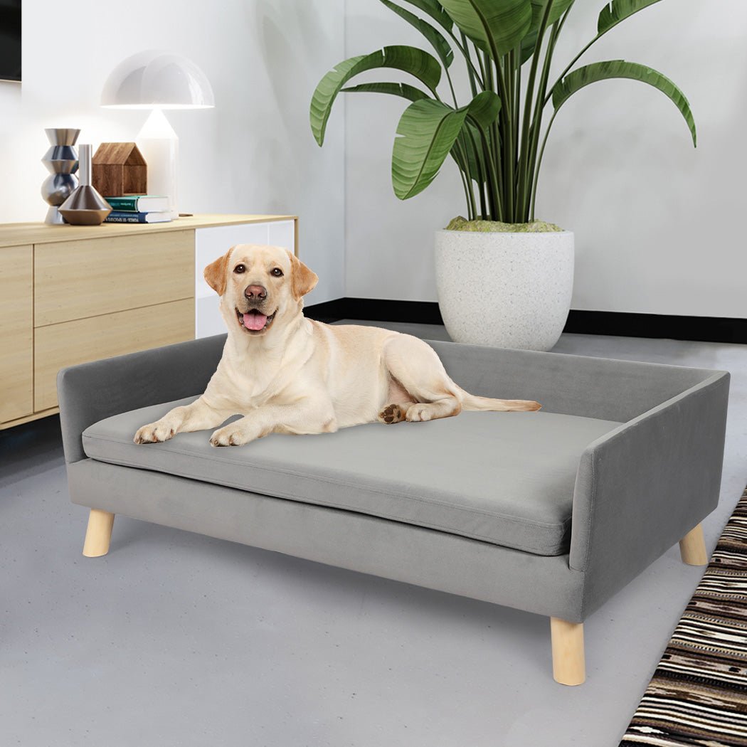 Pet Sofa Bed with Plush Cushion for Small to Medium Dogs - Grey - Rivercity House & Home Co. (ABN 18 642 972 209) - Affordable Modern Furniture Australia