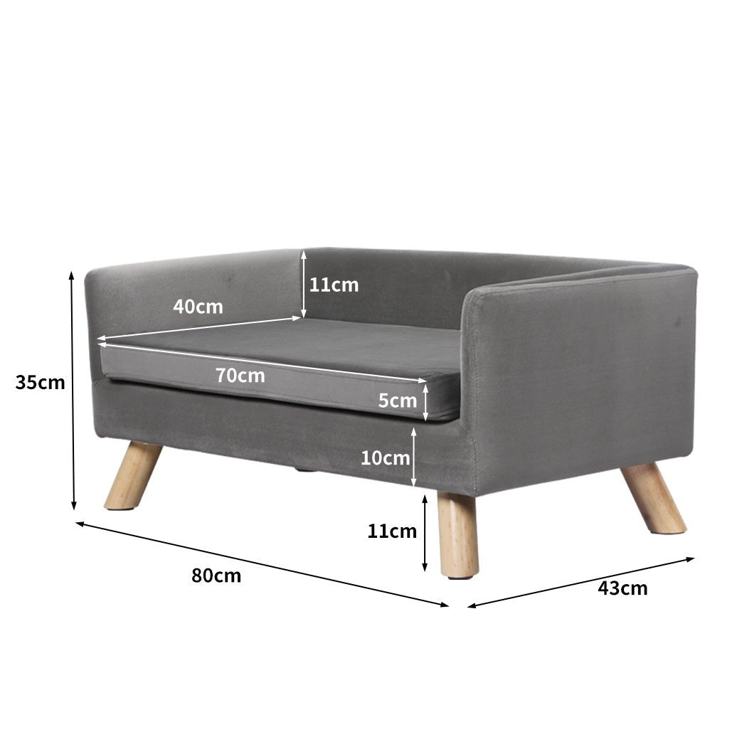 Pet Sofa Bed with Plush Cushion for Small to Medium Dogs - Grey - Rivercity House & Home Co. (ABN 18 642 972 209) - Affordable Modern Furniture Australia