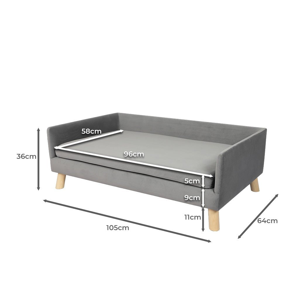 Pet Sofa Bed with Plush Cushion for Small to Medium Dogs - Grey - Rivercity House & Home Co. (ABN 18 642 972 209) - Affordable Modern Furniture Australia