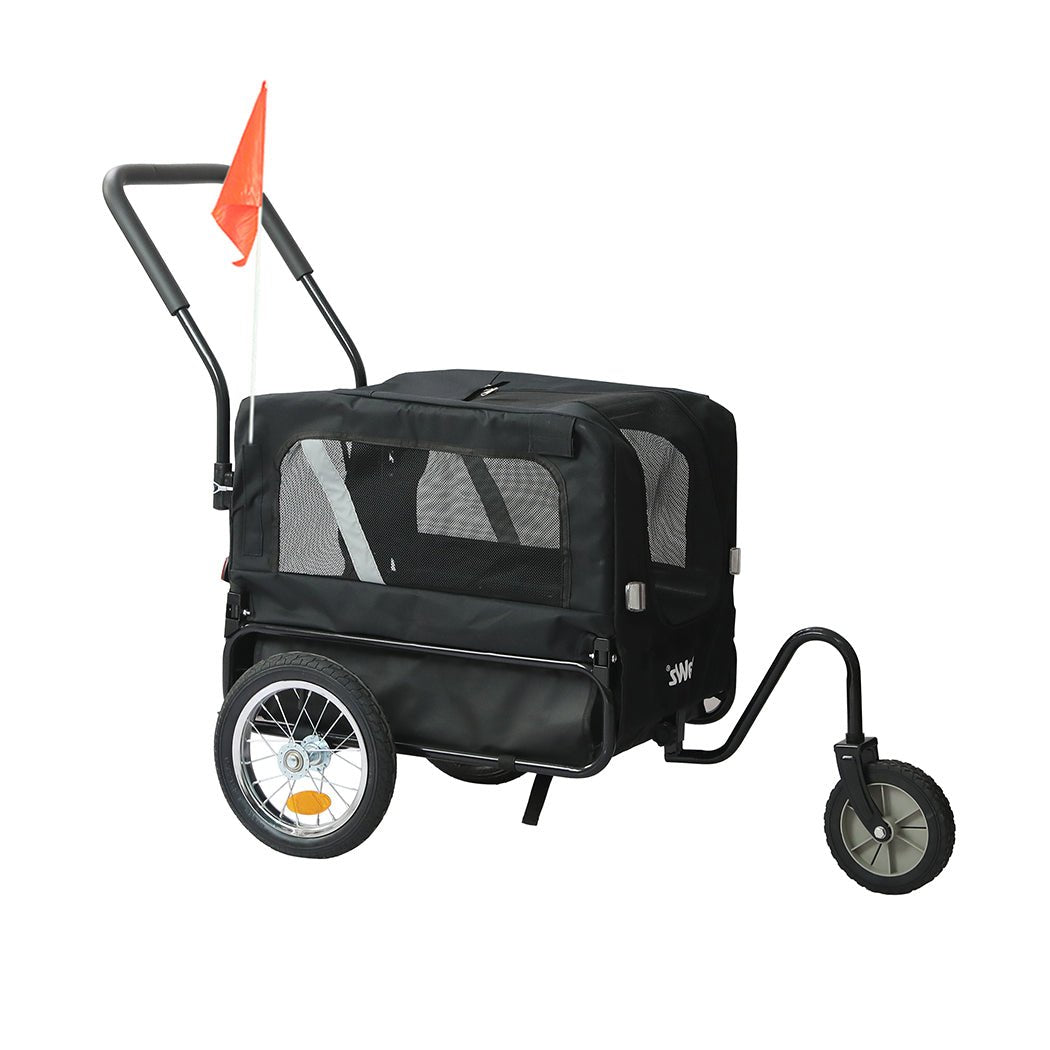 Pet Stroller 2 - in - 1 Bike Trailer with Sunroof - Red and Black - Rivercity House & Home Co. (ABN 18 642 972 209) - Affordable Modern Furniture Australia