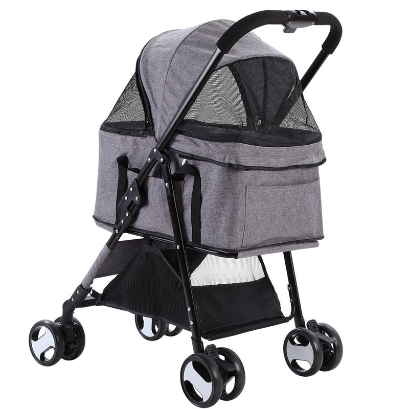 Pet Stroller Dog Carrier Foldable Pram 3 IN 1 Middle Size Grey - Pet Care - Rivercity House & Home Co. (ABN 18 642 972 209) - Affordable Modern Furniture Australia