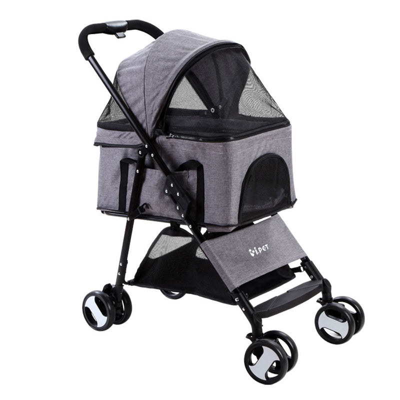 Pet Stroller Dog Carrier Foldable Pram 3 IN 1 Middle Size Grey - Pet Care - Rivercity House & Home Co. (ABN 18 642 972 209) - Affordable Modern Furniture Australia