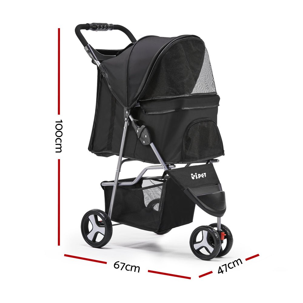 Pet Stroller Dog Pram Cat Carrier Large Travel Pushchair Foldable 3 Wheels - Pet Care > Cat Supplies > Cat Carriers & Crates - Rivercity House & Home Co. (ABN 18 642 972 209) - Affordable Modern Furniture Australia