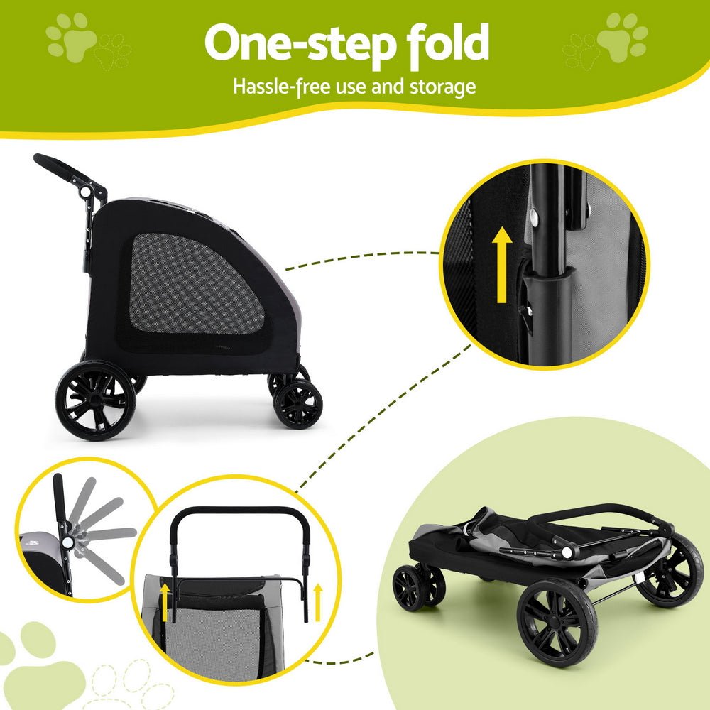 Pet Stroller Dog Pram Large Carrier Cat Travel Foldable Strollers 4 Wheels Trolley - Pet Care > Cat Supplies > Cat Carriers & Crates - Rivercity House & Home Co. (ABN 18 642 972 209) - Affordable Modern Furniture Australia