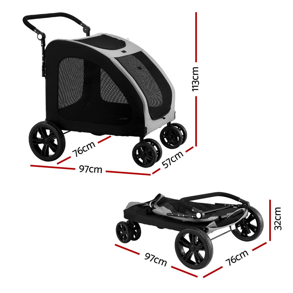 Pet Stroller Dog Pram Large Carrier Cat Travel Foldable Strollers 4 Wheels Trolley - Pet Care > Cat Supplies > Cat Carriers & Crates - Rivercity House & Home Co. (ABN 18 642 972 209) - Affordable Modern Furniture Australia