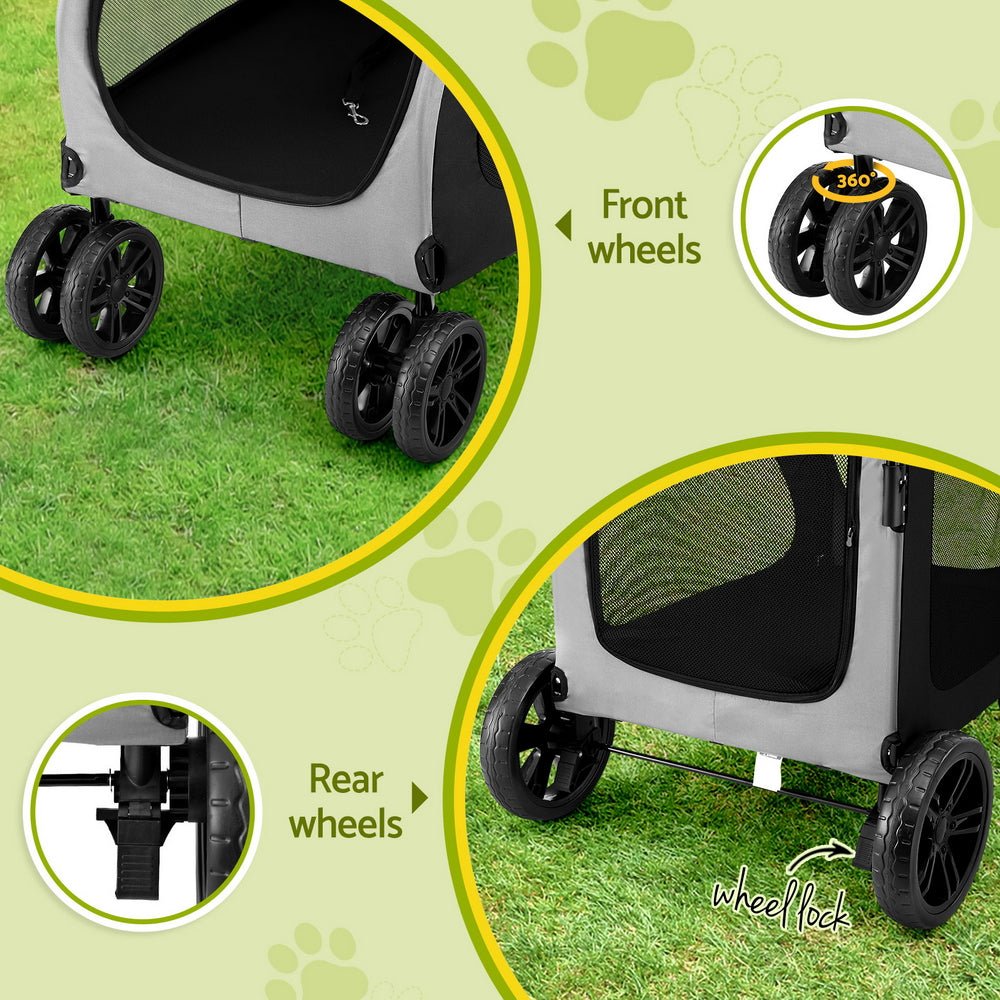 Pet Stroller Dog Pram Large Carrier Cat Travel Foldable Strollers 4 Wheels Trolley - Pet Care > Cat Supplies > Cat Carriers & Crates - Rivercity House & Home Co. (ABN 18 642 972 209) - Affordable Modern Furniture Australia