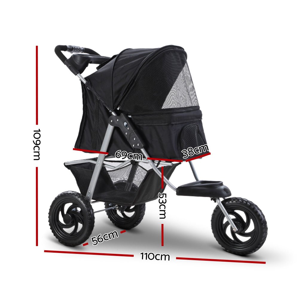 Pet Stroller Dog Pram Large Cat Carrier Travel 3 Wheels Foldable Pushchair - Pet Care > Cat Supplies > Cat Carriers & Crates - Rivercity House & Home Co. (ABN 18 642 972 209) - Affordable Modern Furniture Australia