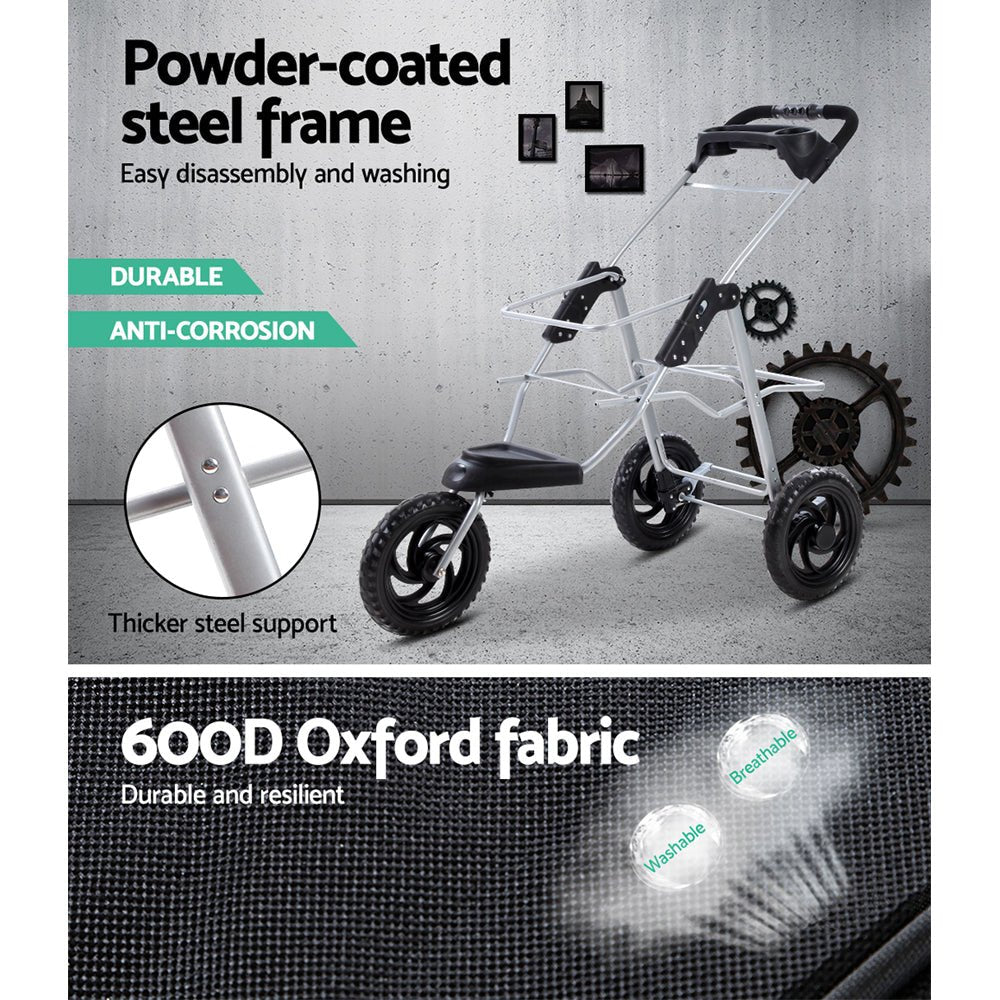 Pet Stroller Dog Pram Large Cat Carrier Travel 3 Wheels Foldable Pushchair - Pet Care > Cat Supplies > Cat Carriers & Crates - Rivercity House & Home Co. (ABN 18 642 972 209) - Affordable Modern Furniture Australia