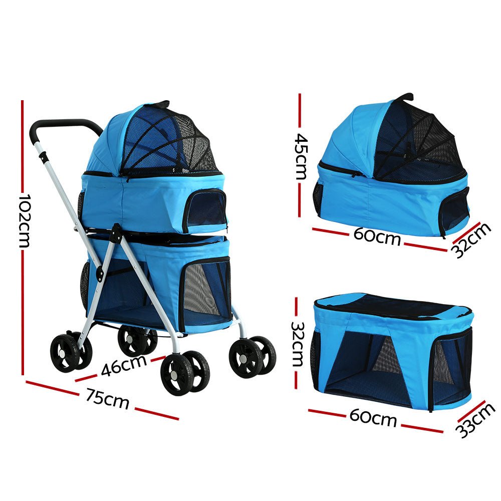 Pet Stroller Dog Pram Large Cat Carrier Travel Foldable 4 Wheels Double - Pet Care > Cat Supplies > Cat Carriers & Crates - Rivercity House & Home Co. (ABN 18 642 972 209) - Affordable Modern Furniture Australia