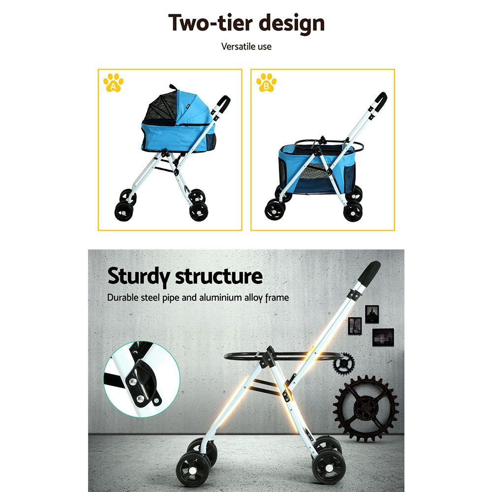 Pet Stroller Dog Pram Large Cat Carrier Travel Foldable 4 Wheels Double - Pet Care > Cat Supplies > Cat Carriers & Crates - Rivercity House & Home Co. (ABN 18 642 972 209) - Affordable Modern Furniture Australia