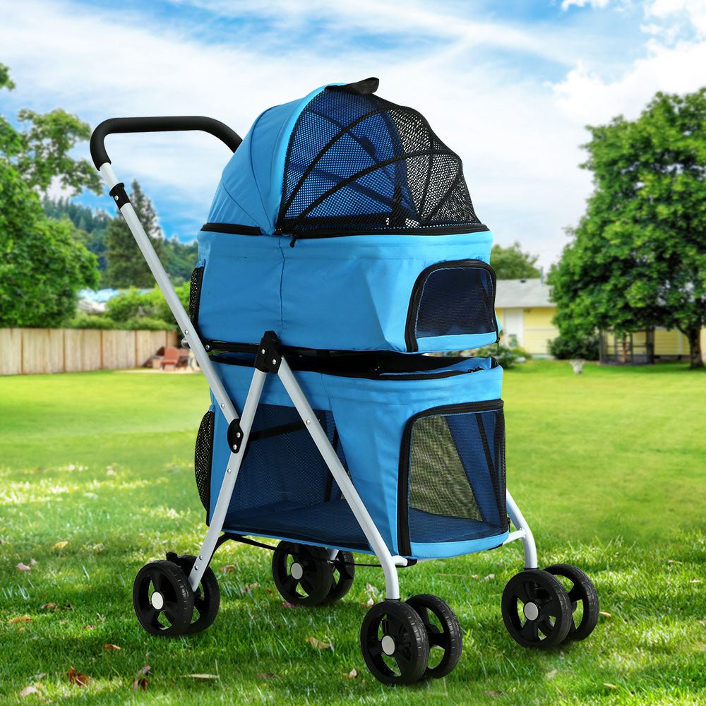 Pet Stroller Dog Pram Large Cat Carrier Travel Foldable 4 Wheels Double - Pet Care > Cat Supplies > Cat Carriers & Crates - Rivercity House & Home Co. (ABN 18 642 972 209) - Affordable Modern Furniture Australia