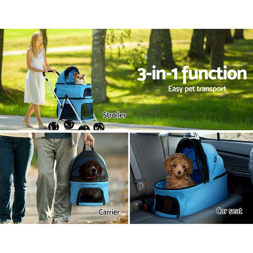 Pet Stroller Dog Pram Large Cat Carrier Travel Foldable 4 Wheels Double - Pet Care > Cat Supplies > Cat Carriers & Crates - Rivercity House & Home Co. (ABN 18 642 972 209) - Affordable Modern Furniture Australia