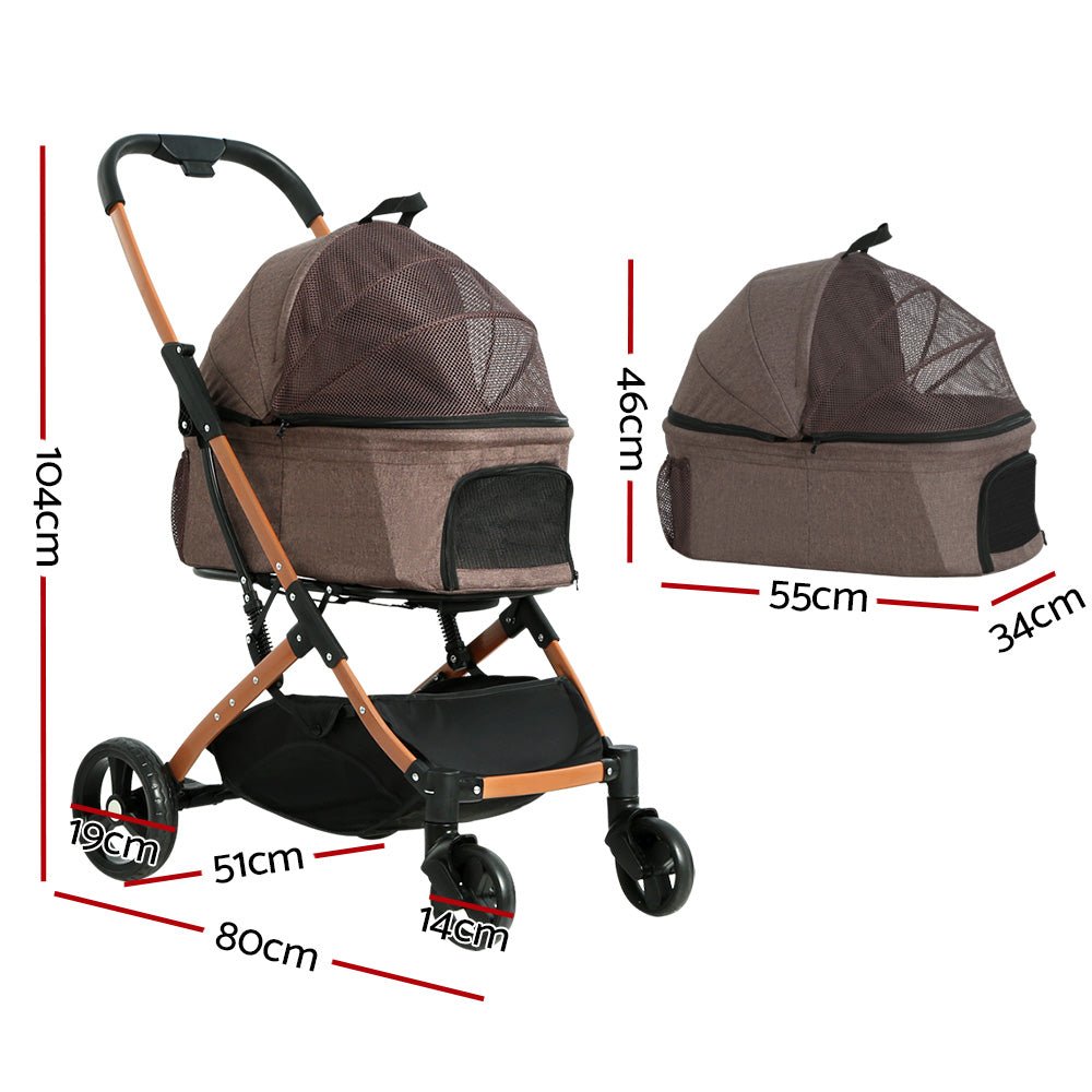 Pet Stroller Dog Pram Large Cat Carrier Travel Foldable 4 Wheels Pushchair Double - Pet Care > Cat Supplies > Cat Carriers & Crates - Rivercity House & Home Co. (ABN 18 642 972 209) - Affordable Modern Furniture Australia