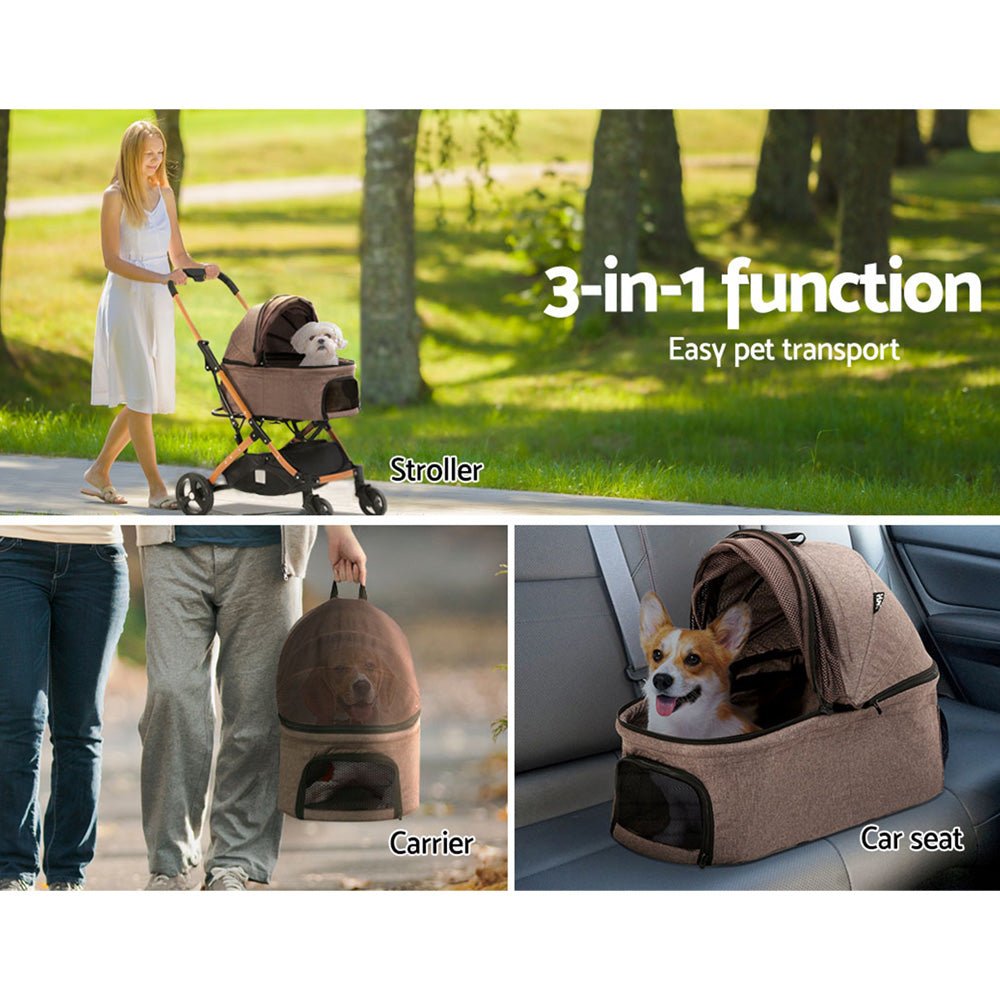 Pet Stroller Dog Pram Large Cat Carrier Travel Foldable 4 Wheels Pushchair Double - Pet Care > Cat Supplies > Cat Carriers & Crates - Rivercity House & Home Co. (ABN 18 642 972 209) - Affordable Modern Furniture Australia