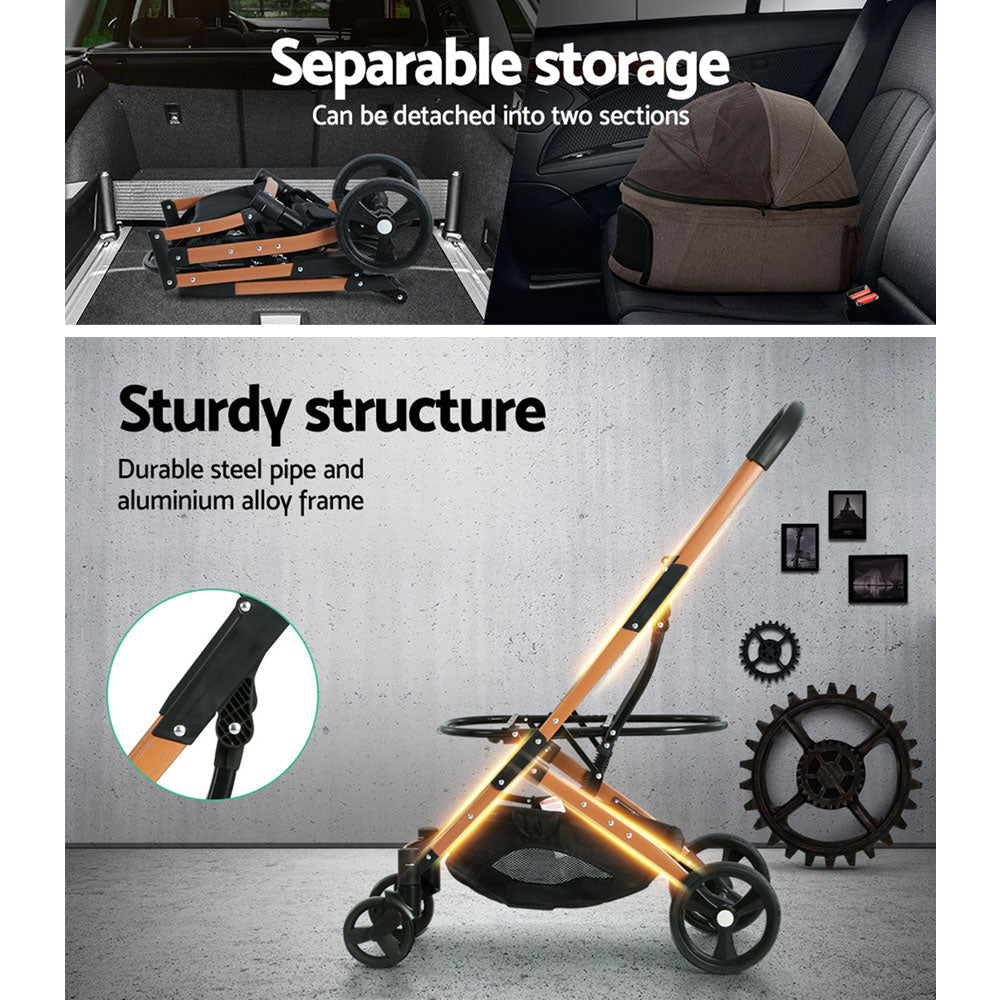 Pet Stroller Dog Pram Large Cat Carrier Travel Foldable 4 Wheels Pushchair Double - Pet Care > Cat Supplies > Cat Carriers & Crates - Rivercity House & Home Co. (ABN 18 642 972 209) - Affordable Modern Furniture Australia