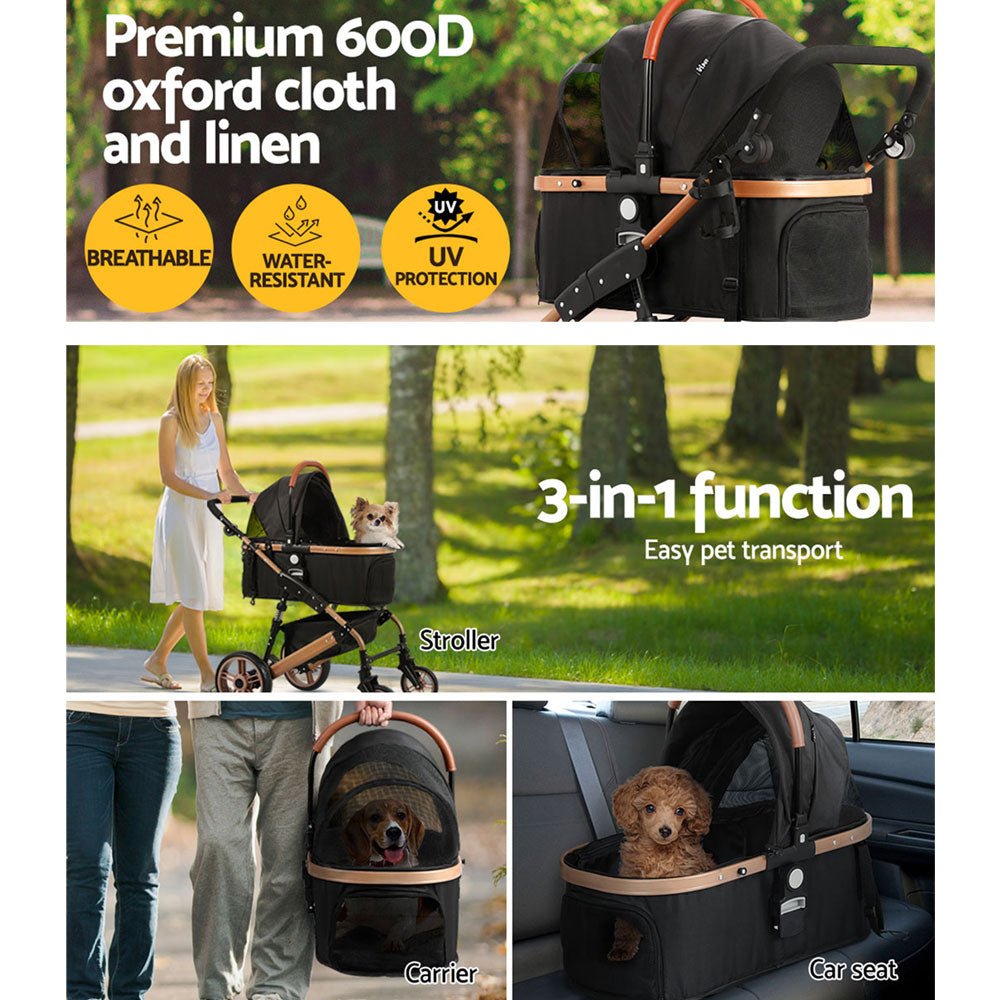 Pet Stroller Dog Pram Large Cat Carrier Travel Foldable Pushchair 4 Wheels - Pet Care > Cat Supplies > Cat Carriers & Crates - Rivercity House & Home Co. (ABN 18 642 972 209) - Affordable Modern Furniture Australia