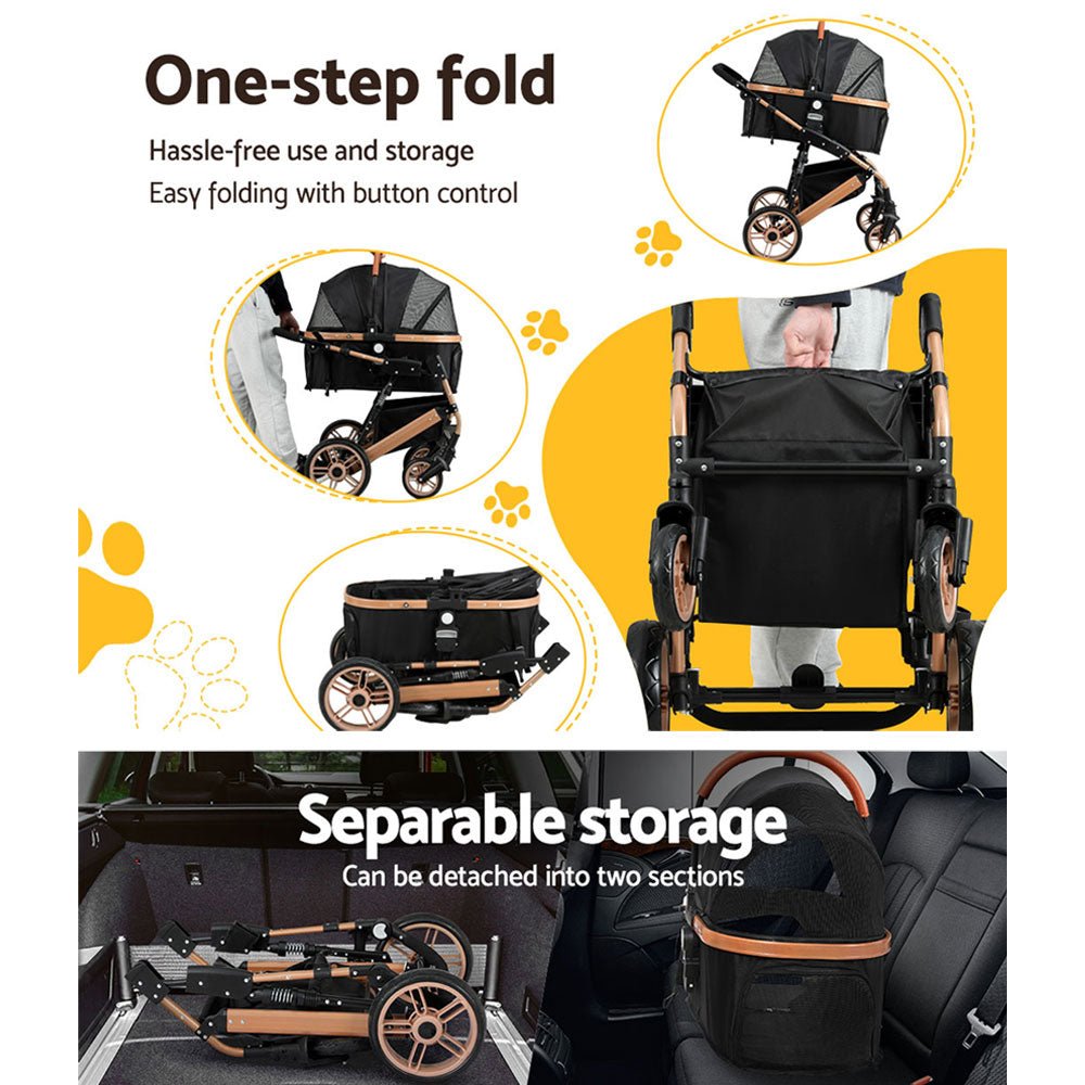 Pet Stroller Dog Pram Large Cat Carrier Travel Foldable Pushchair 4 Wheels - Pet Care > Cat Supplies > Cat Carriers & Crates - Rivercity House & Home Co. (ABN 18 642 972 209) - Affordable Modern Furniture Australia
